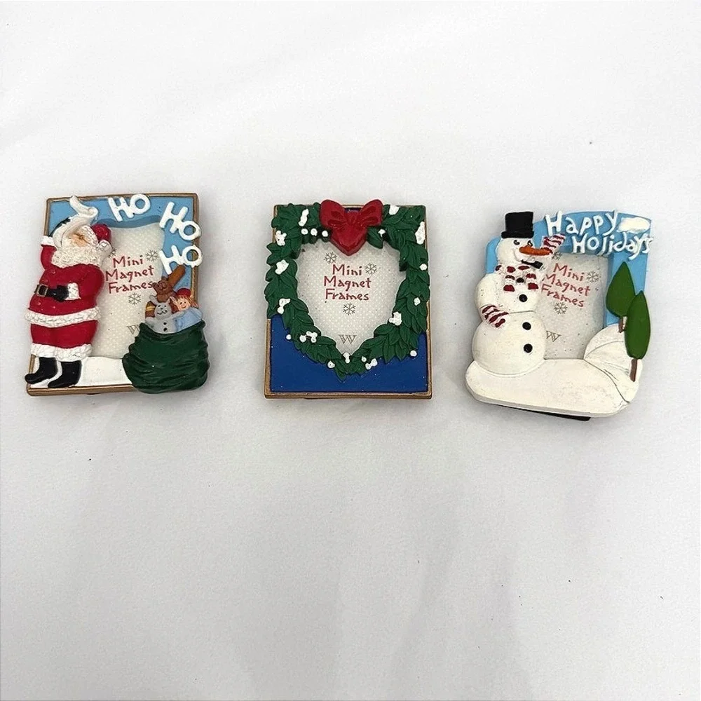 Weston Gallery Mini Magnet Frames Christmas Santa Snowman Wreath Holiday Decor
